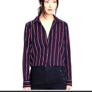 Navy, Red & White Striped Top, Size XS